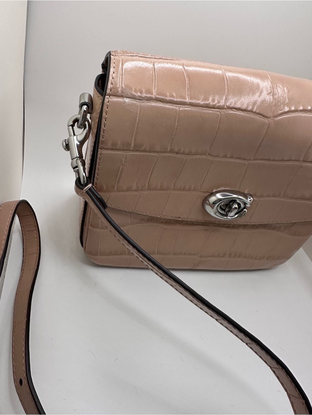 Coach Croc-Embossed Crossbody in Blush Taupe - Picture 3 of 5